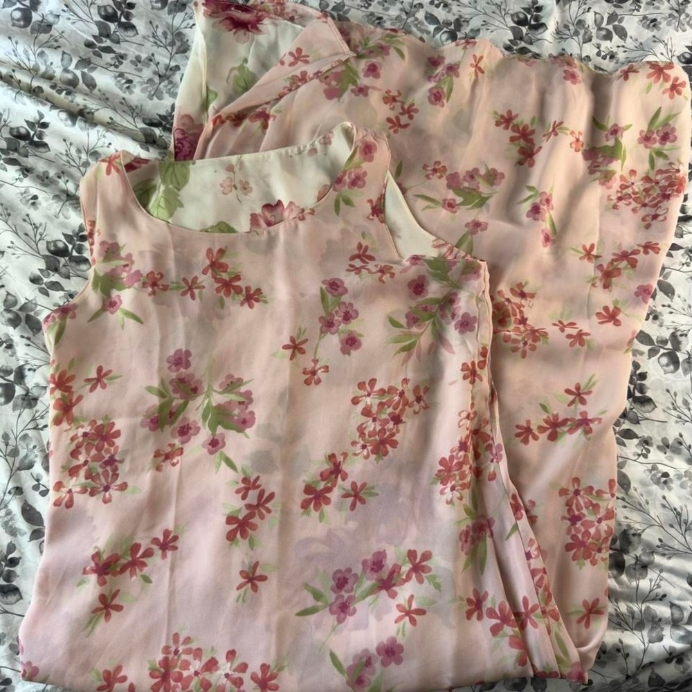 Vintage 2-in-1 Cottage Core Lightweight Floral Maxi Dress - Picture 3 of 8
